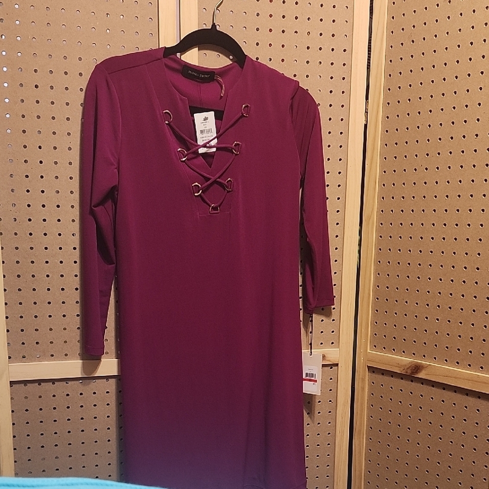 New Look IVANKA TRUMP Burgundy Long Sleeve Dress
